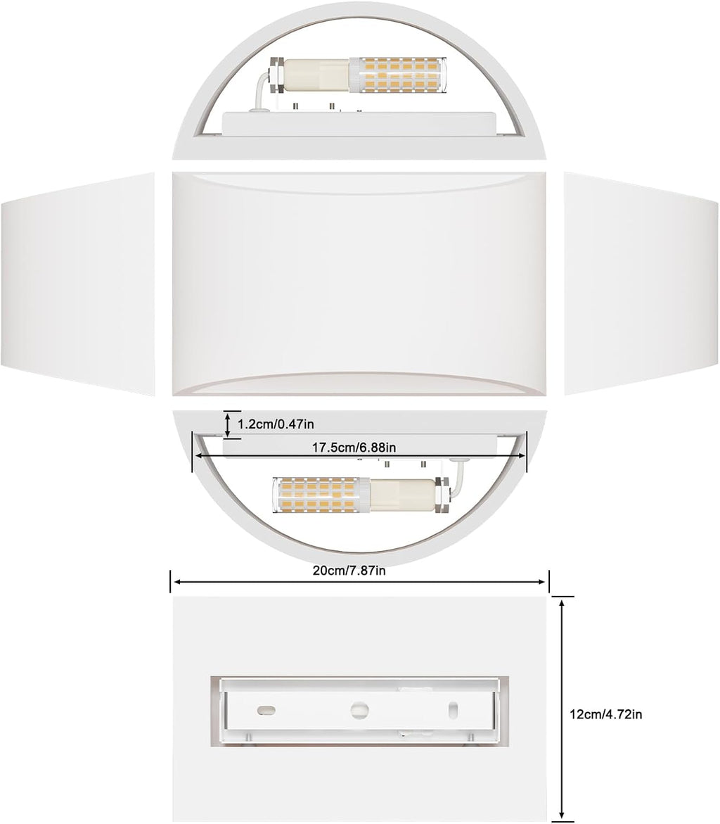 LED Wall Lights Indoor Modern White Plaster Wall Wash Lights 7W Warm White LED Sconce up and down Wall Lamp for Living Room, Bedroom, Hallway (G9 LED Bulb Include)