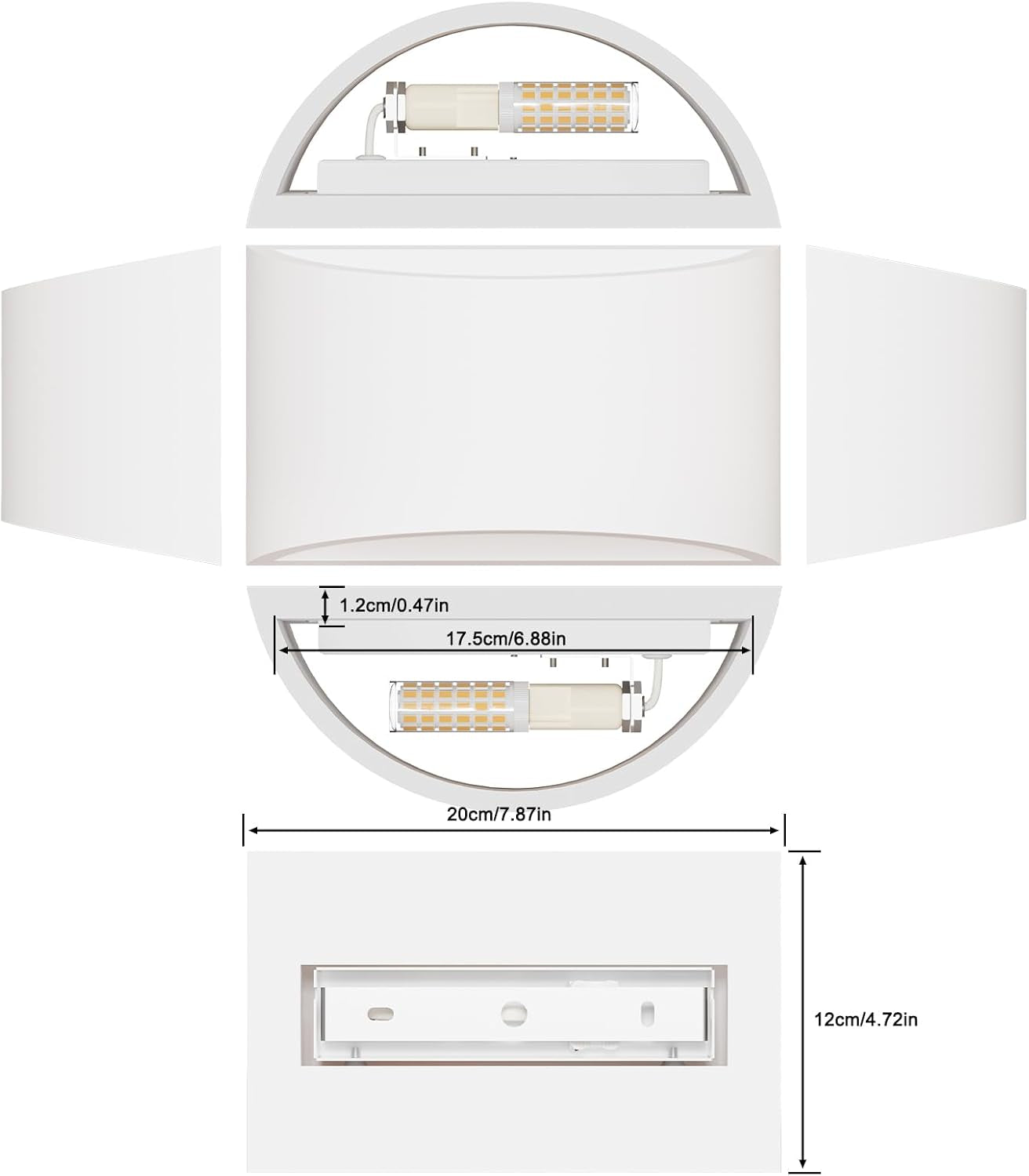 LED Wall Lights Indoor Modern White Plaster Wall Wash Lights 7W Warm White LED Sconce up and down Wall Lamp for Living Room, Bedroom, Hallway (G9 LED Bulb Include)