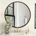 Black round Mirror for Wall Small for Bathroom Entryway Living Room Hallway Metal Framed Tempered Glass for Bedroom Entry Dining