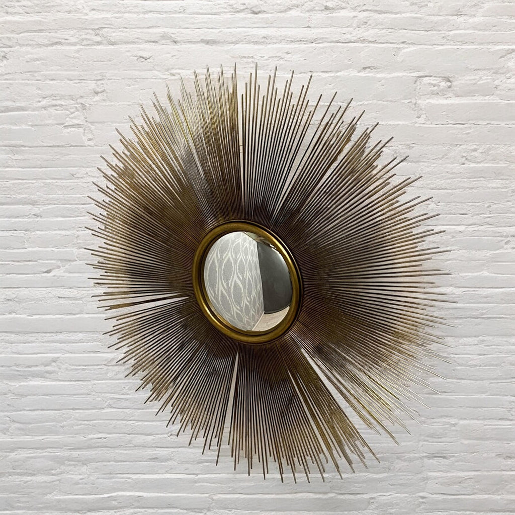 90Cm Industrial round Wall Mirror Metal Frame Vanity Gold Black Modern Decor UK
