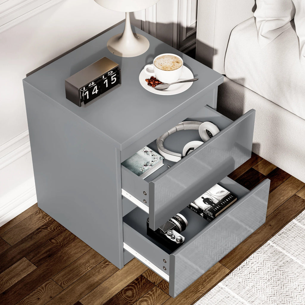 High Gloss Chest of Drawers Bedside Cabinet Tall Wide Storage Bedroom Furniture