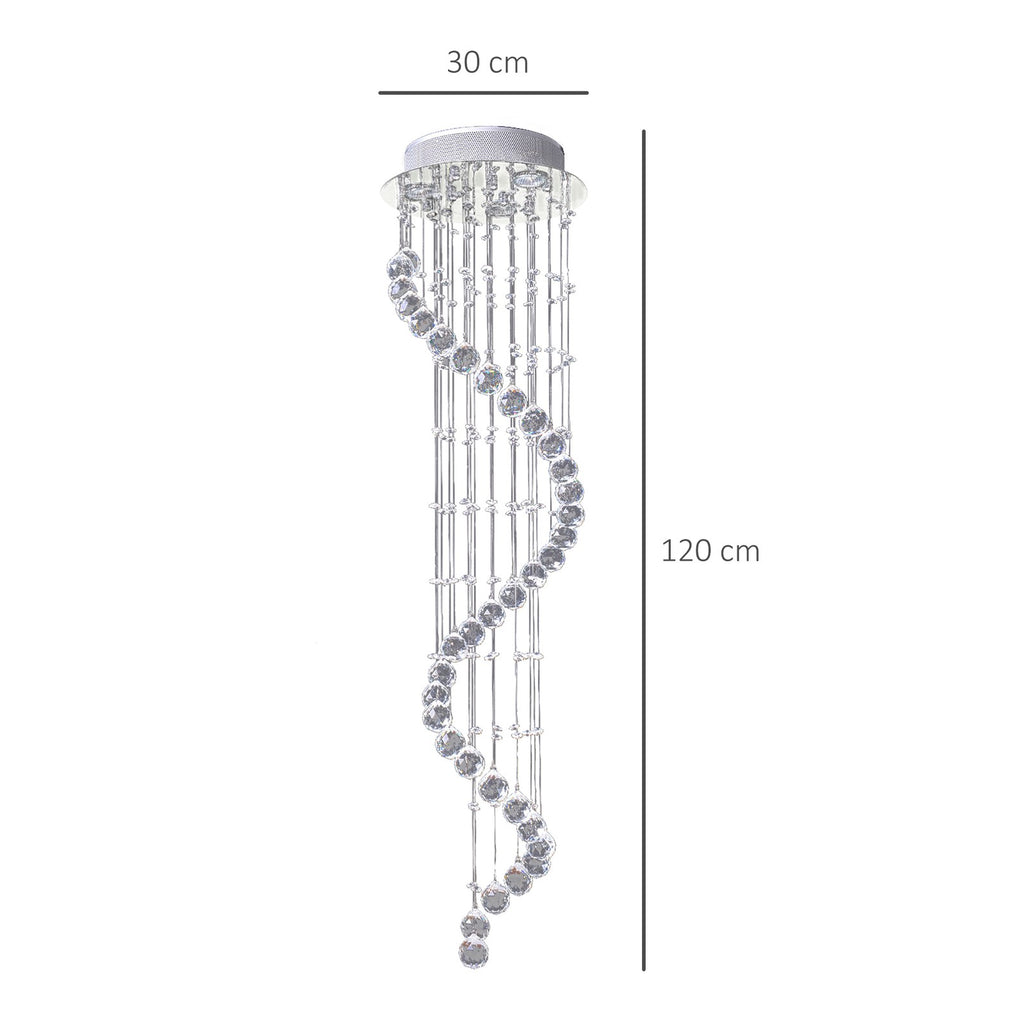 Modern Crystal Droplet Ceiling Light Spiral Cascading Chandelier Lamp Bedroom