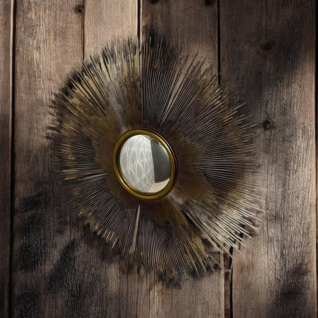 90Cm Industrial round Wall Mirror Metal Frame Vanity Gold Black Modern Decor UK