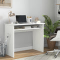Writing Desk Laptop Table Workstation with Shelf Home Office Black Wood Grain