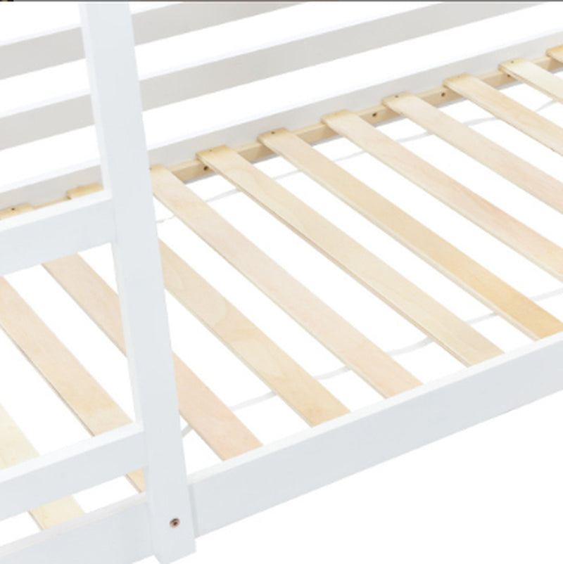 Bunk Bed, Twin Sleeper Bed with Ladder, Solid Wood Frame 3FT Single Bed, Gaming Bed, Castle-Shaped Bed 90 X 190 Cm Children'S Bed Room Furniture, Wooden Bed Frame for Kids Children White