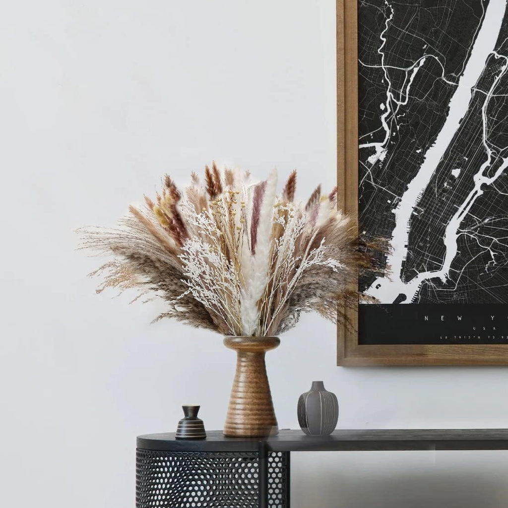 Natural Dried Pampas Grass (UK Company), 65PCS Dried Flowers Fluffy Pampas Grass Bouquet, Artificial Pampas for Wedding Floral Arrangements Boho Home Decor