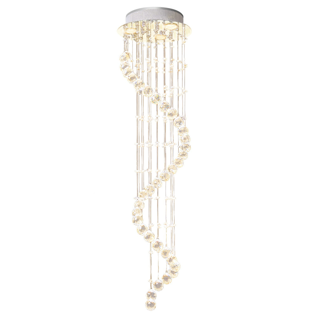 Modern Crystal Droplet Ceiling Light Spiral Cascading Chandelier Lamp Bedroom