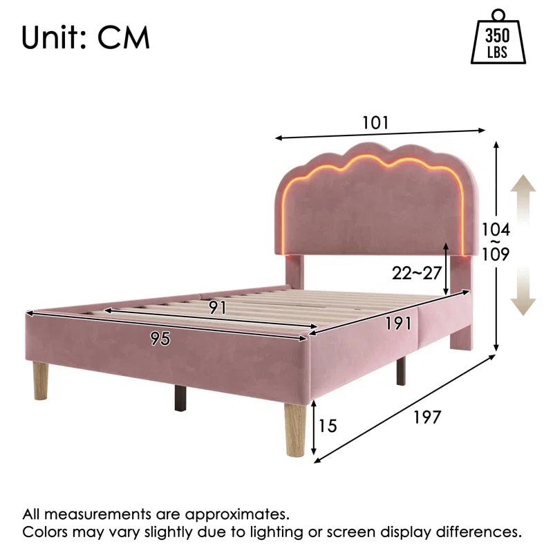Upholstered Bed 3Ft Single Bed with Led
