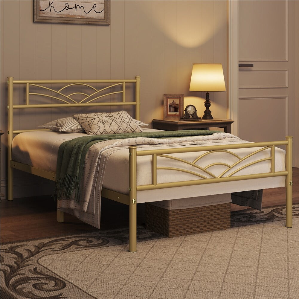 3Ft Single Bed Frame Mattress Foundation Metal Iron Bed with Under-Bed Storage