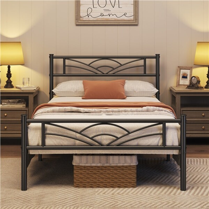 3Ft Single Bed Frame Mattress Foundation Metal Iron Bed with Under-Bed Storage