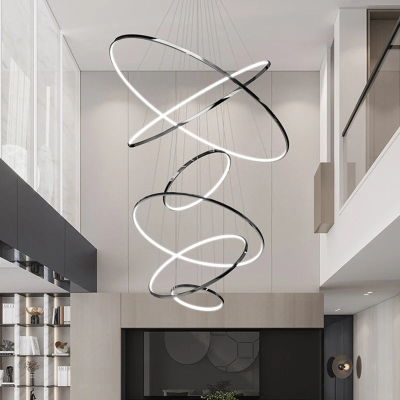 Living Room Decoration Pendant Lights Modern Dining Room Lamps for Living Room Smart Ring Lamp Stair Lamp