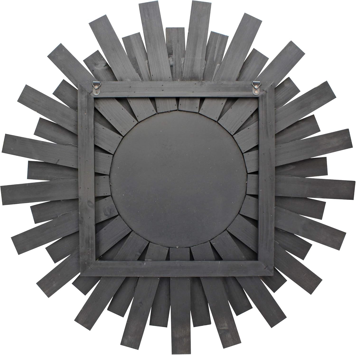Large round 31.3" Wooden Sunburst Hanging Wall Mirror with Attached Hanging Bracket