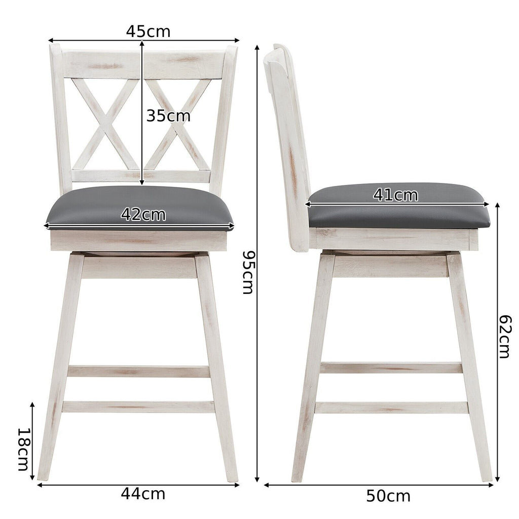 Set of 2 Counter Height Bar Stool with Ergonomic Backrest