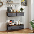 Console Table Industrial Entryway Table with 3 Fabric Drawers