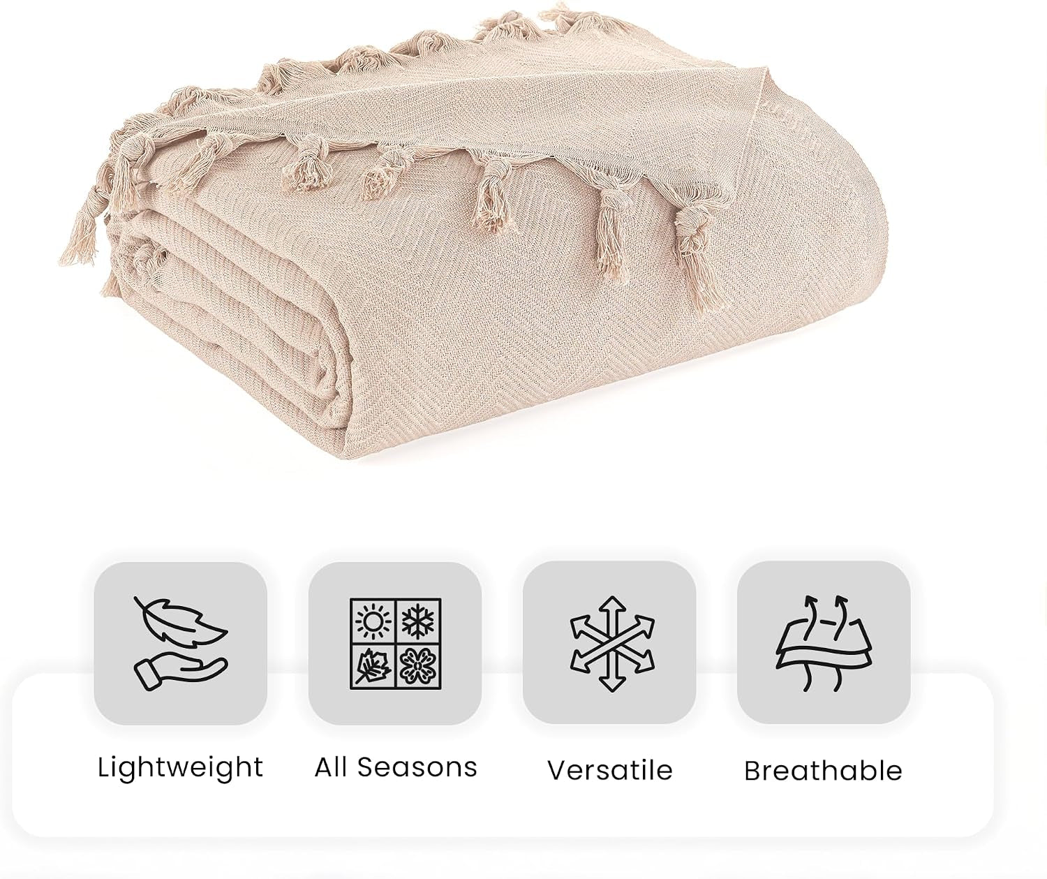 Sofa Throws Large 3 Seater, Extra Large Throws for Settees | 180 X 300 Cm Beige, Sofa Cover 3 Seater, Throws for Sofas Large Blanket with a Herringbone Pattern and Tasselled Edges