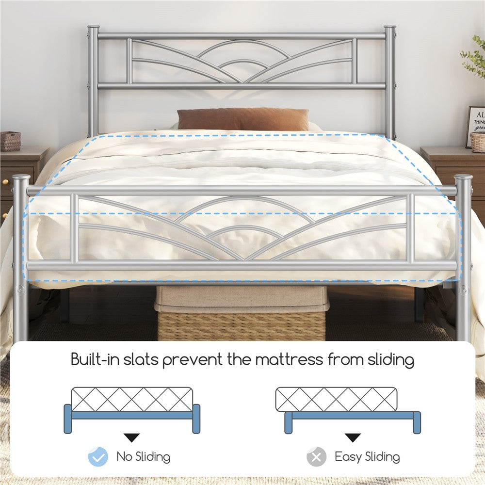 3Ft Single Bed Frame Mattress Foundation Metal Iron Bed with Under-Bed Storage