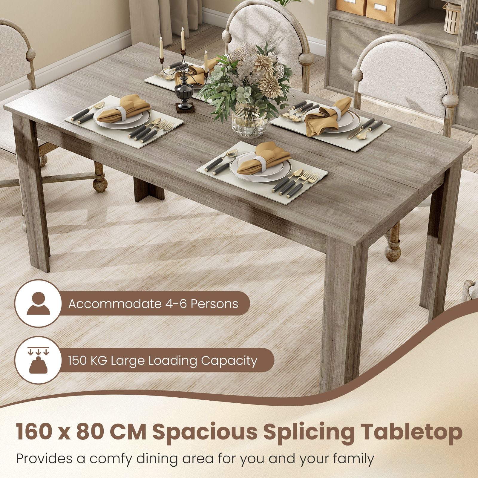 Modern Rectangular Kitchen Table for Breakfast Nook, Kitchen