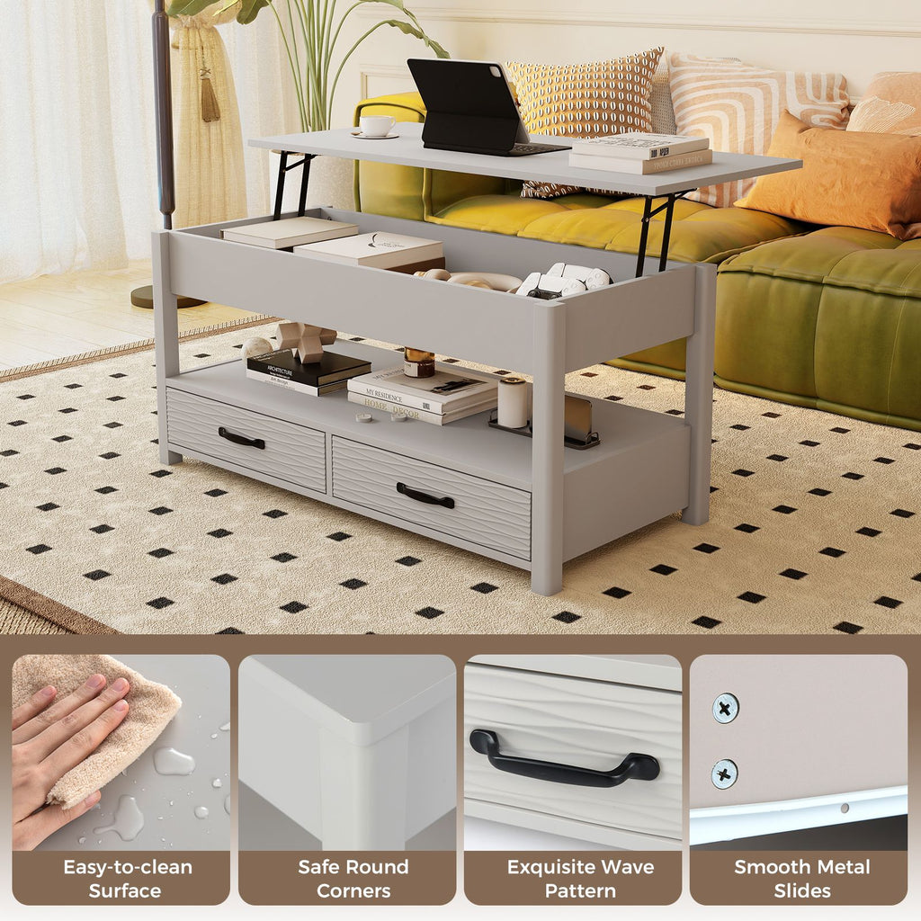 Lift Top Coffee Table Farmhouse Accent Table with Storage