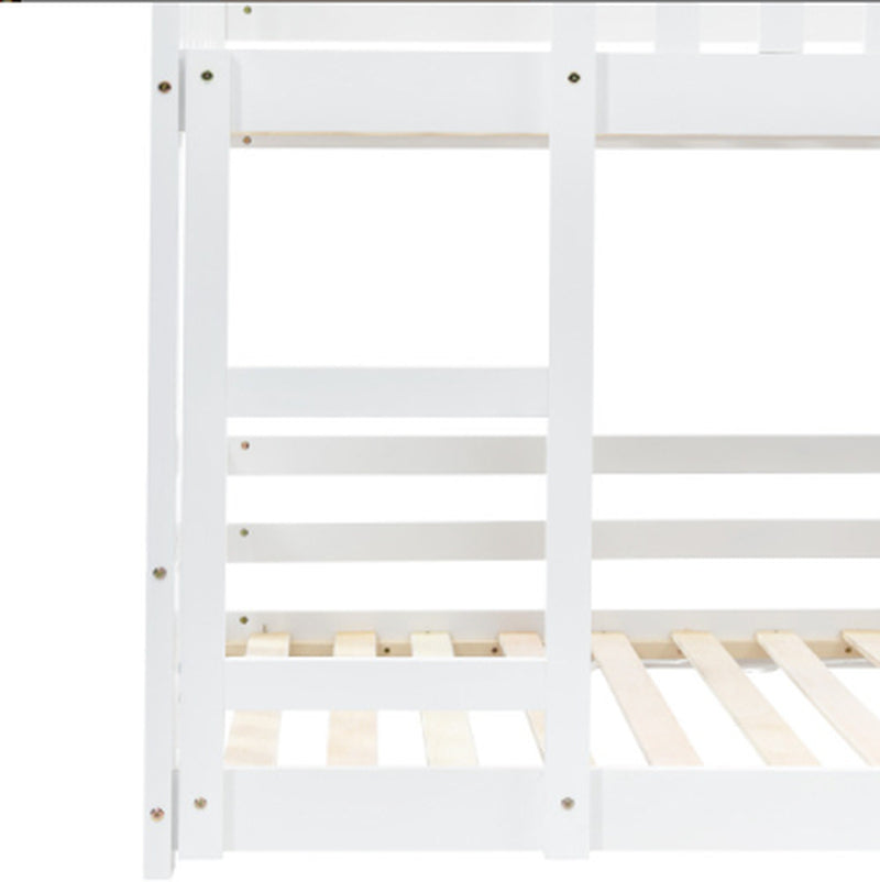 Bunk Bed, Twin Sleeper Bed with Ladder, Solid Wood Frame 3FT Single Bed, Gaming Bed, Castle-Shaped Bed 90 X 190 Cm Children'S Bed Room Furniture, Wooden Bed Frame for Kids Children White