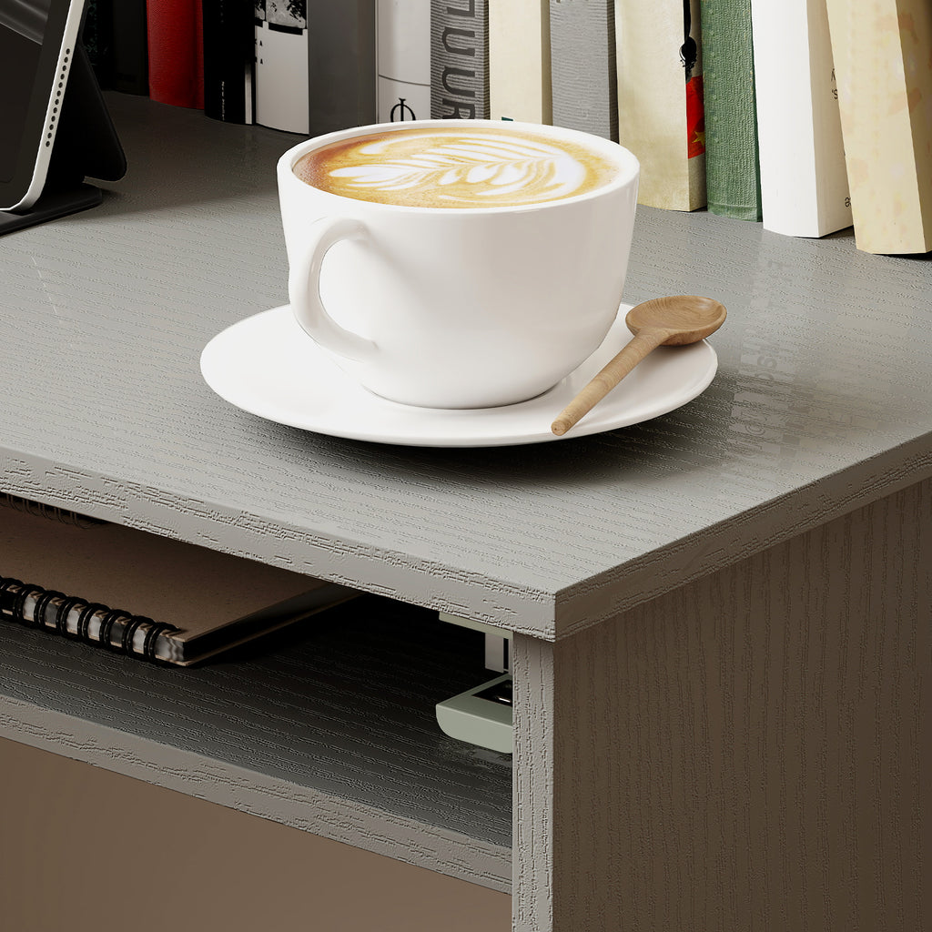 Writing Desk Laptop Table Workstation with Shelf Home Office Black Wood Grain
