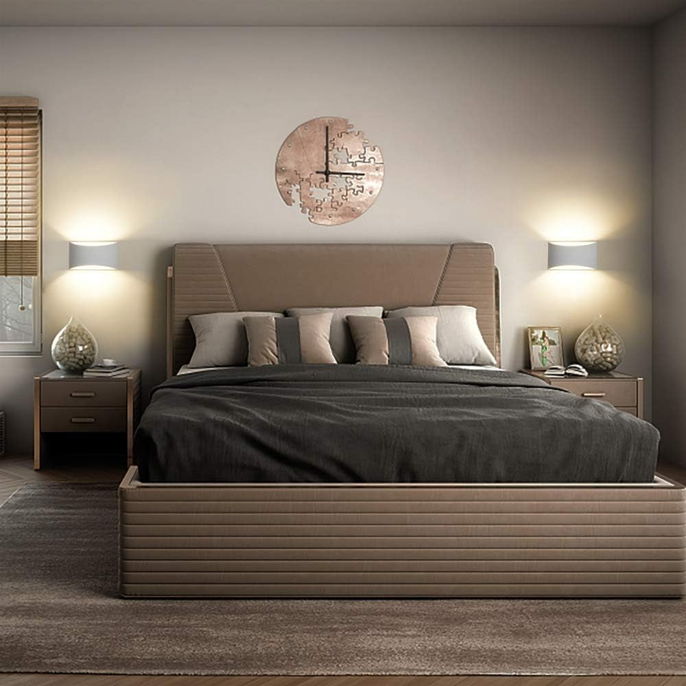 LED Wall Lights Indoor Modern White Plaster Wall Wash Lights 7W Warm White LED Sconce up and down Wall Lamp for Living Room, Bedroom, Hallway (G9 LED Bulb Include)