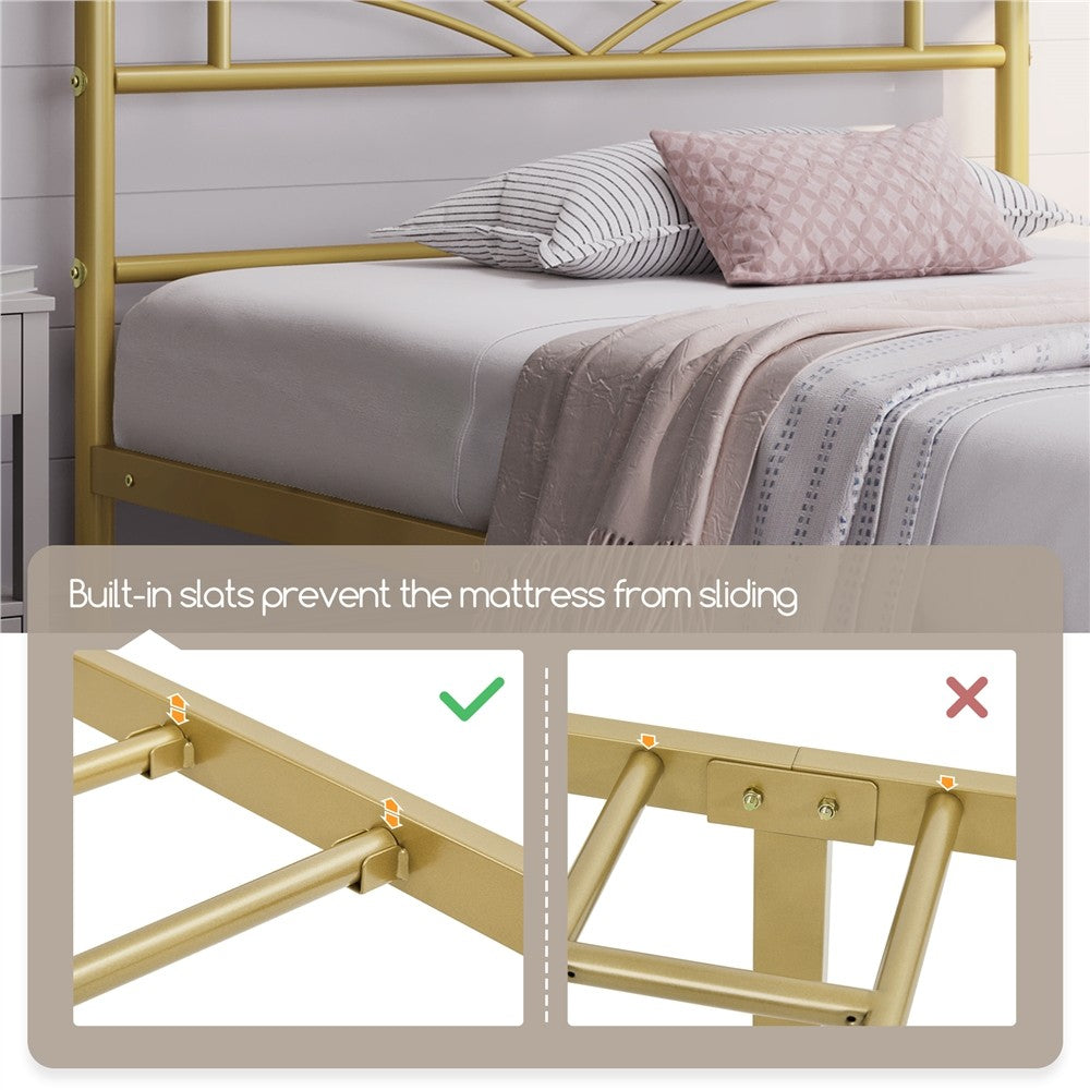 3Ft Single Bed Frame Mattress Foundation Metal Iron Bed with Under-Bed Storage