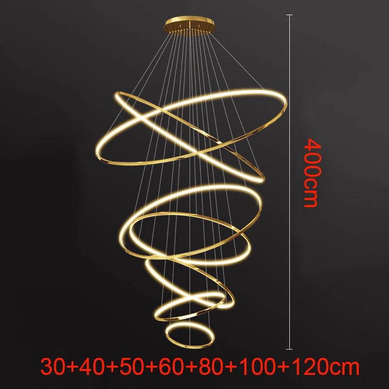 Living Room Decoration Pendant Lights Modern Dining Room Lamps for Living Room Smart Ring Lamp Stair Lamp