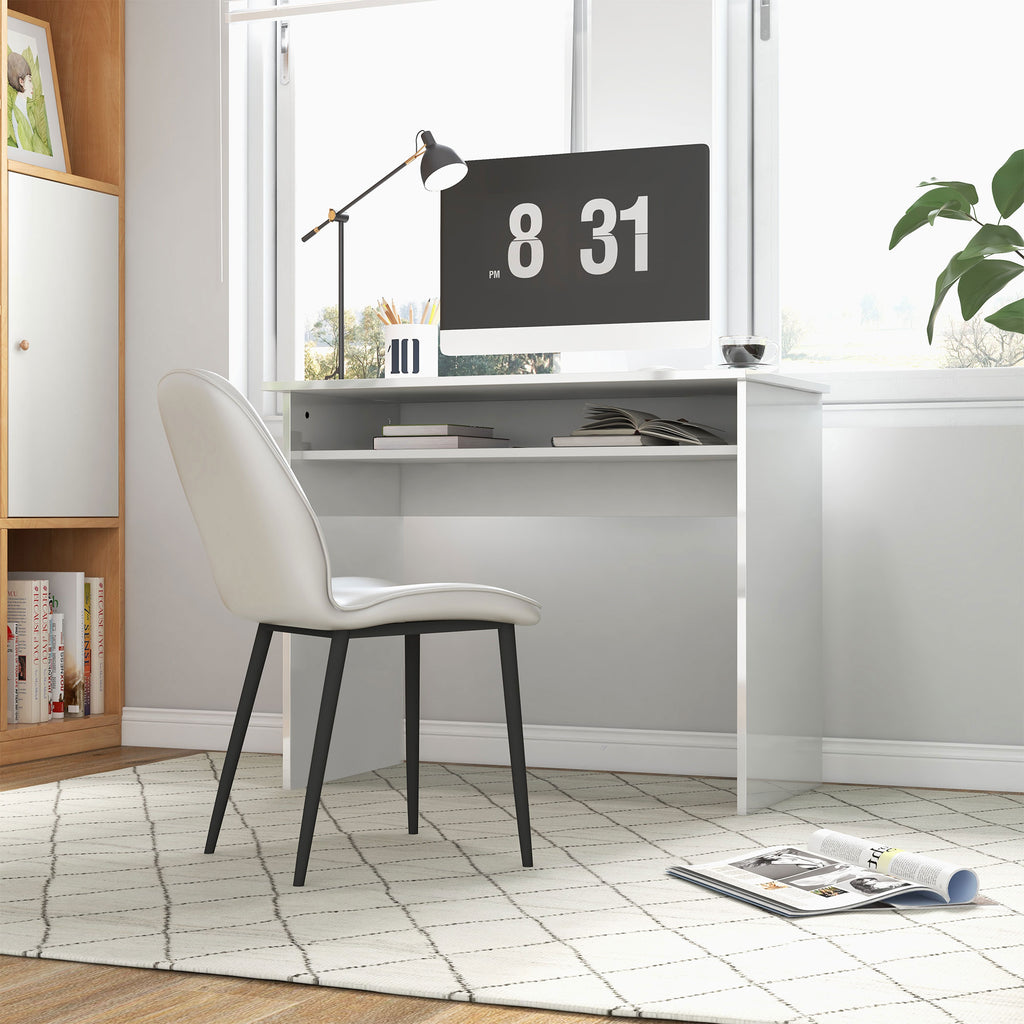 Writing Desk Laptop Table Workstation with Shelf Home Office Black Wood Grain