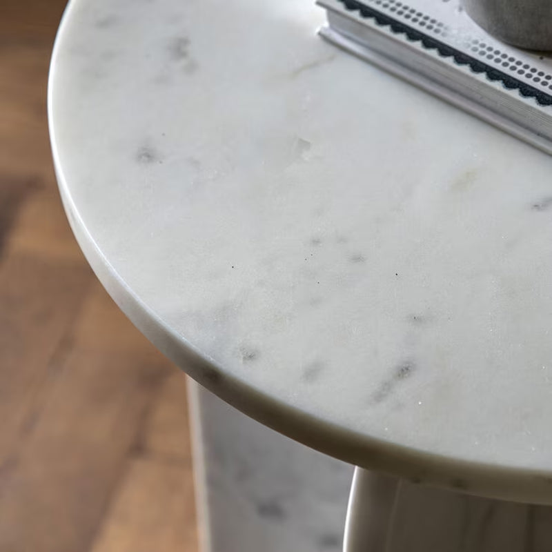 Amalfi White Marble Side Table