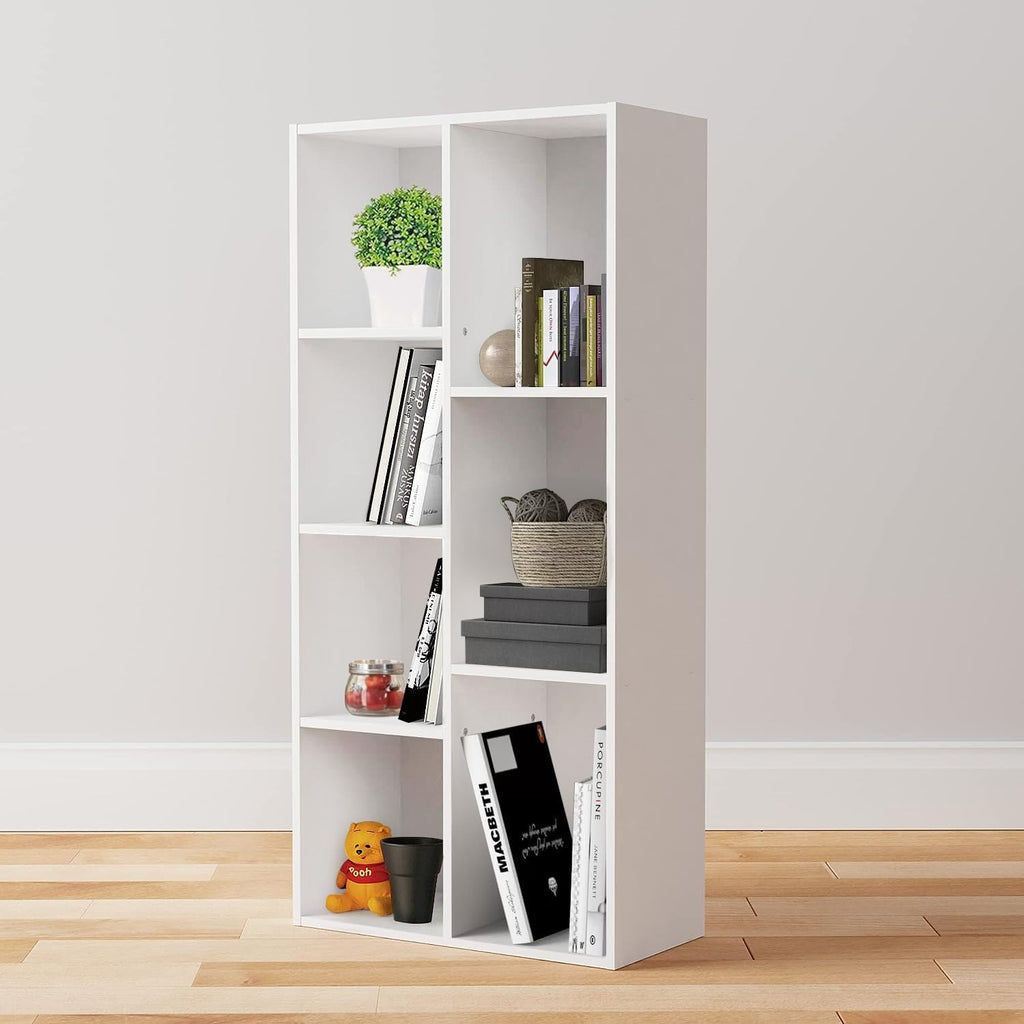 Bookcase with 7 Compartments, Office Shelf, Bookshelf, Living Room, Bedroom, Cube, White 50 X 24 X 106 Cm | Living Room