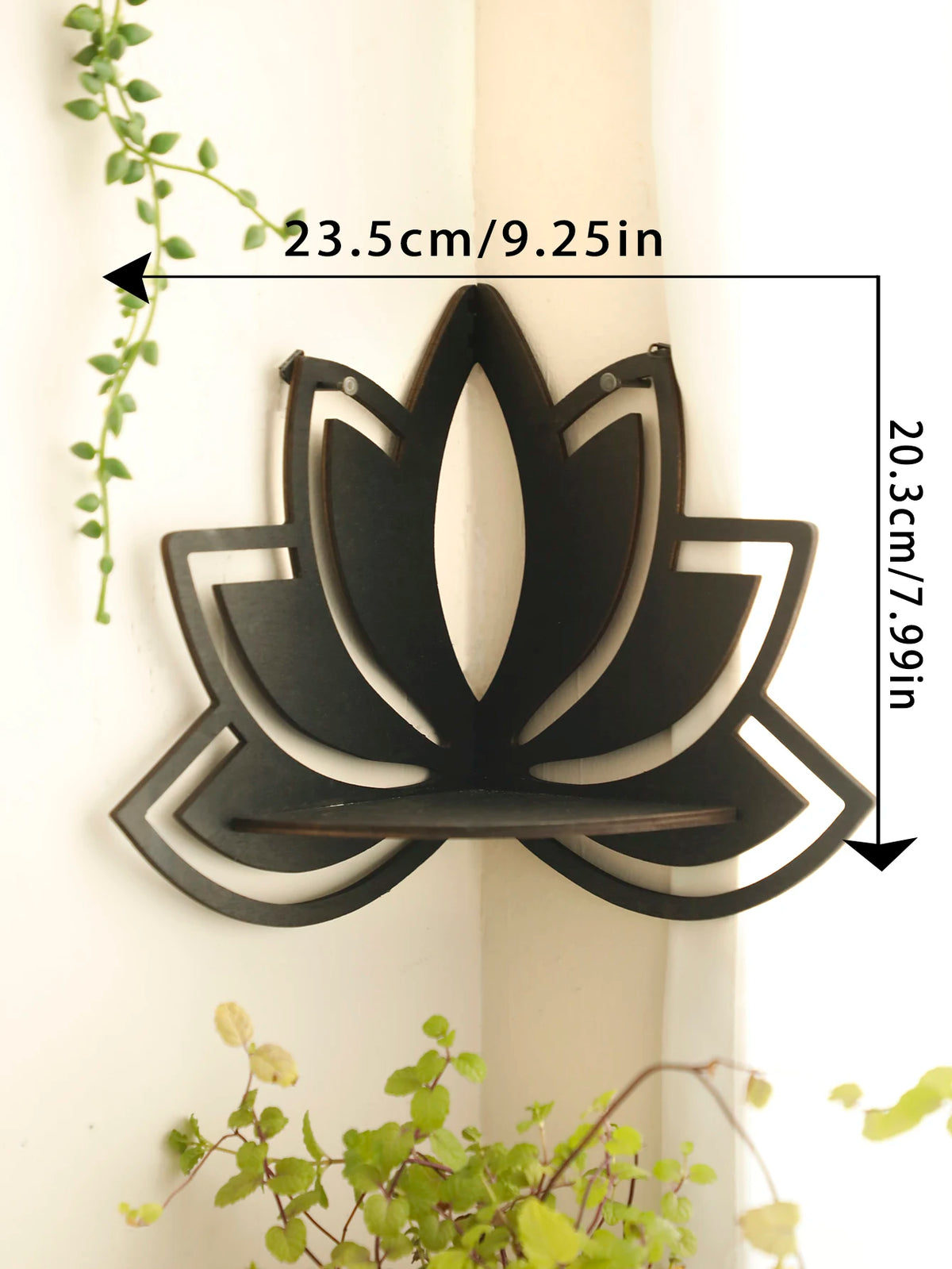 Lotus Crystal Corner Shelf Crystal Shelf Display Black Wooden Wall Shelves Essential Oil Shelf Witchy Decor Aesthetic Spiritual