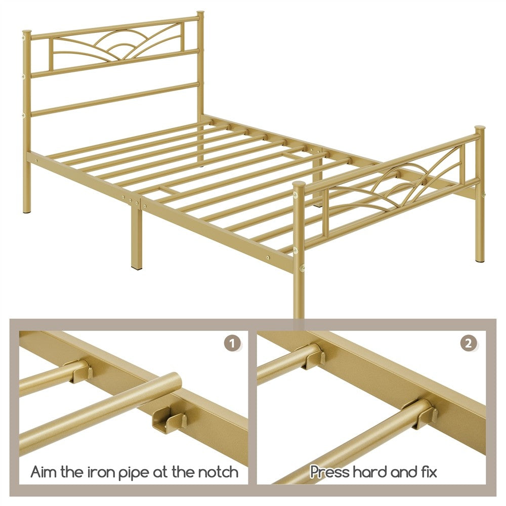 3Ft Single Bed Frame Mattress Foundation Metal Iron Bed with Under-Bed Storage