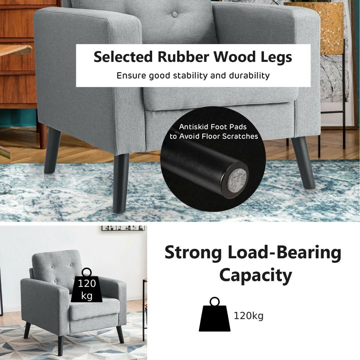 Modern Upholstered Accent Sofa Chair for Living Room