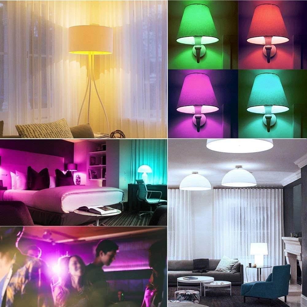 Colour Changing Bulb B22 10W Dimmable, RGBW LED Light Bulbs Mood Lighting with 21Key Remote Control,Dual Memory Function,12 Color Choices for Home Dec