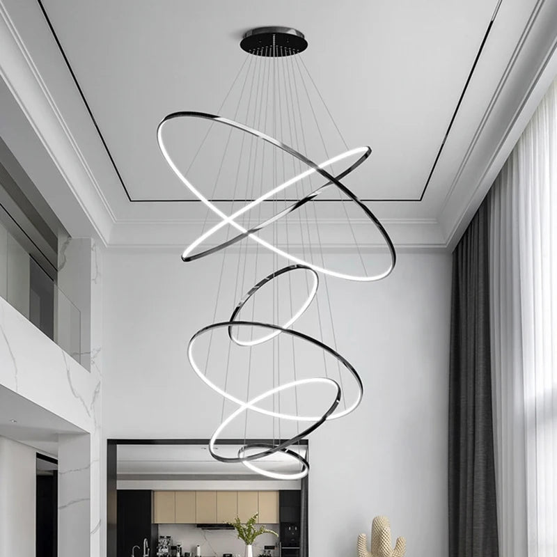 Living Room Decoration Pendant Lights Modern Dining Room Lamps for Living Room Smart Ring Lamp Stair Lamp
