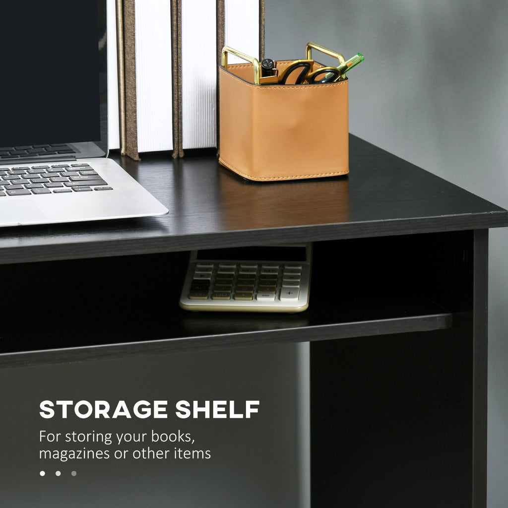 Writing Desk Laptop Table Workstation with Shelf Home Office Black Wood Grain