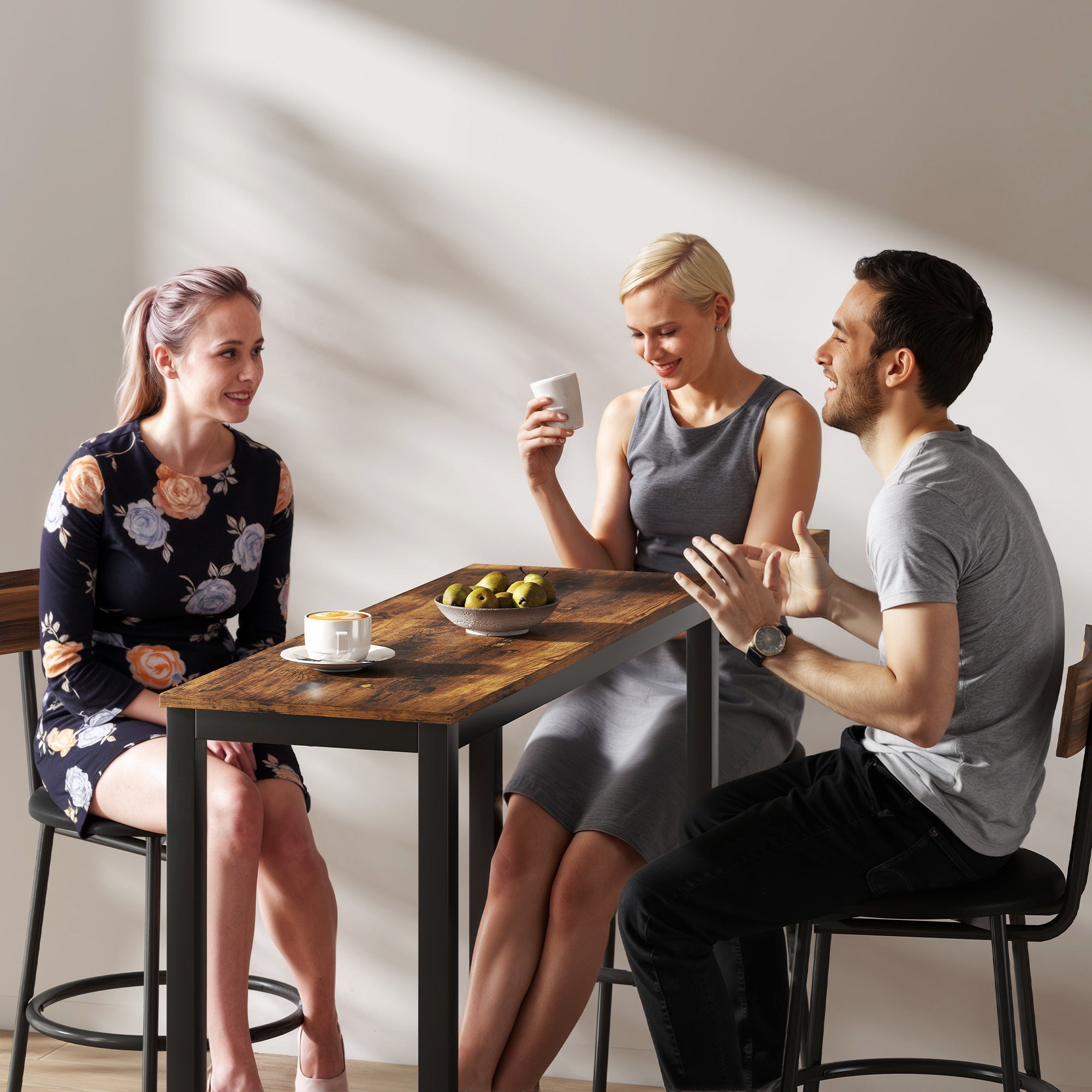 Bar Table Breakfast Dining Coffee Table W/ Adjustable Footpads