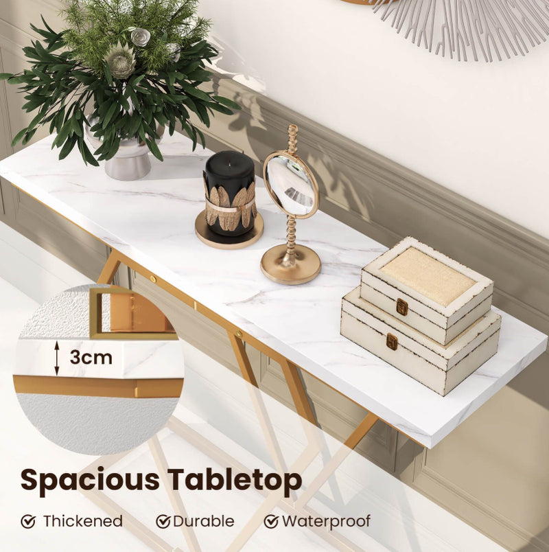Gold Console Table with Diamond Shape Geometric Frame
