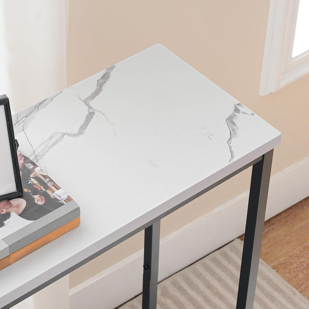 Console Table, Narrow Console Table for Hallway Slim, Hallway Table, Small Sofa Table for Small Spaces, Living Room, Entrance, Bedroom, Metal Frame, Marble, Black EBM76XG01