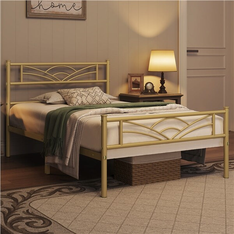 3Ft Single Bed Frame Mattress Foundation Metal Iron Bed with Under-Bed Storage