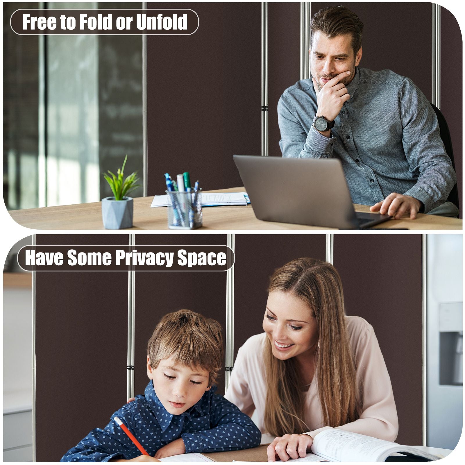 4 Panel Freestanding Folding Room Divider for Living Room Office