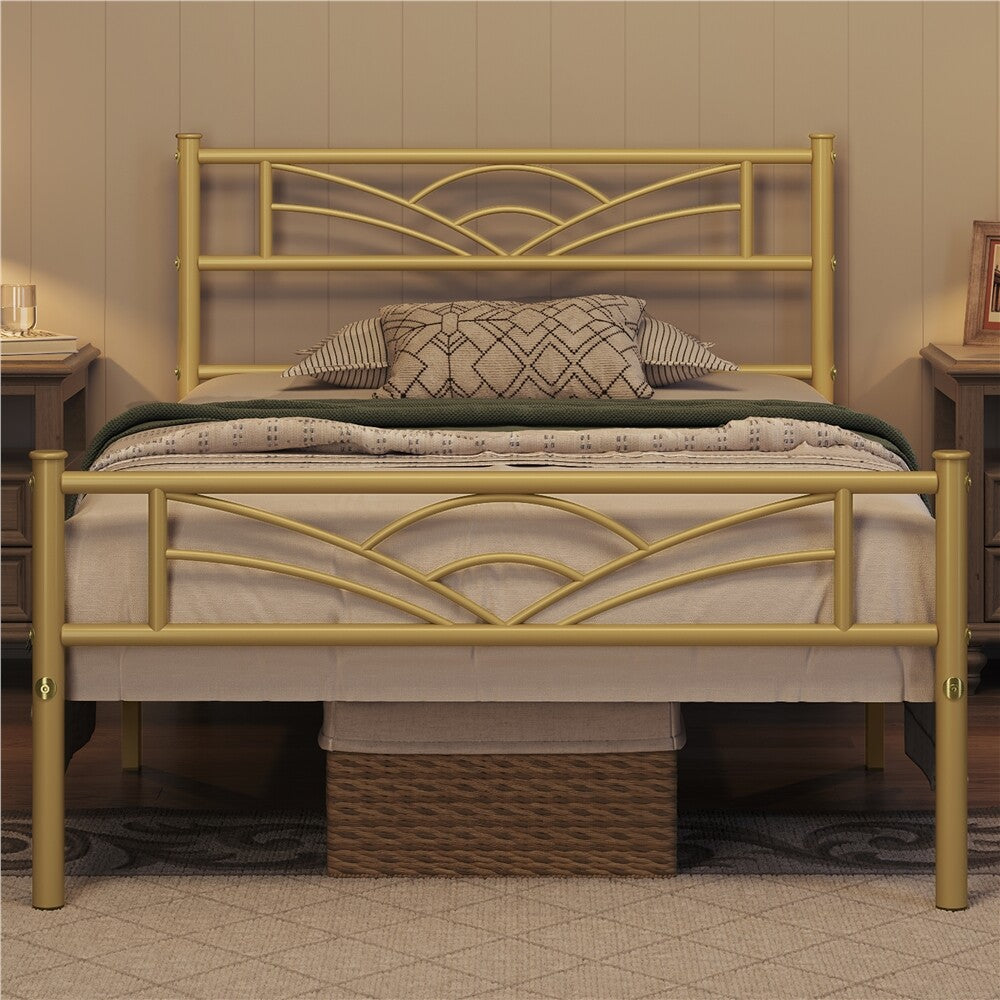 3Ft Single Bed Frame Mattress Foundation Metal Iron Bed with Under-Bed Storage