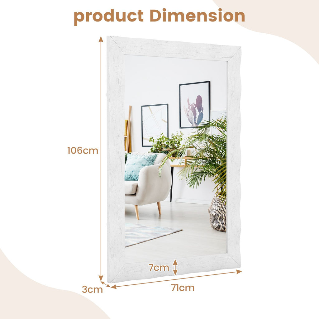 Farmhouse Wall Mirror Rubber Wood Rustic Style Wall Mirror