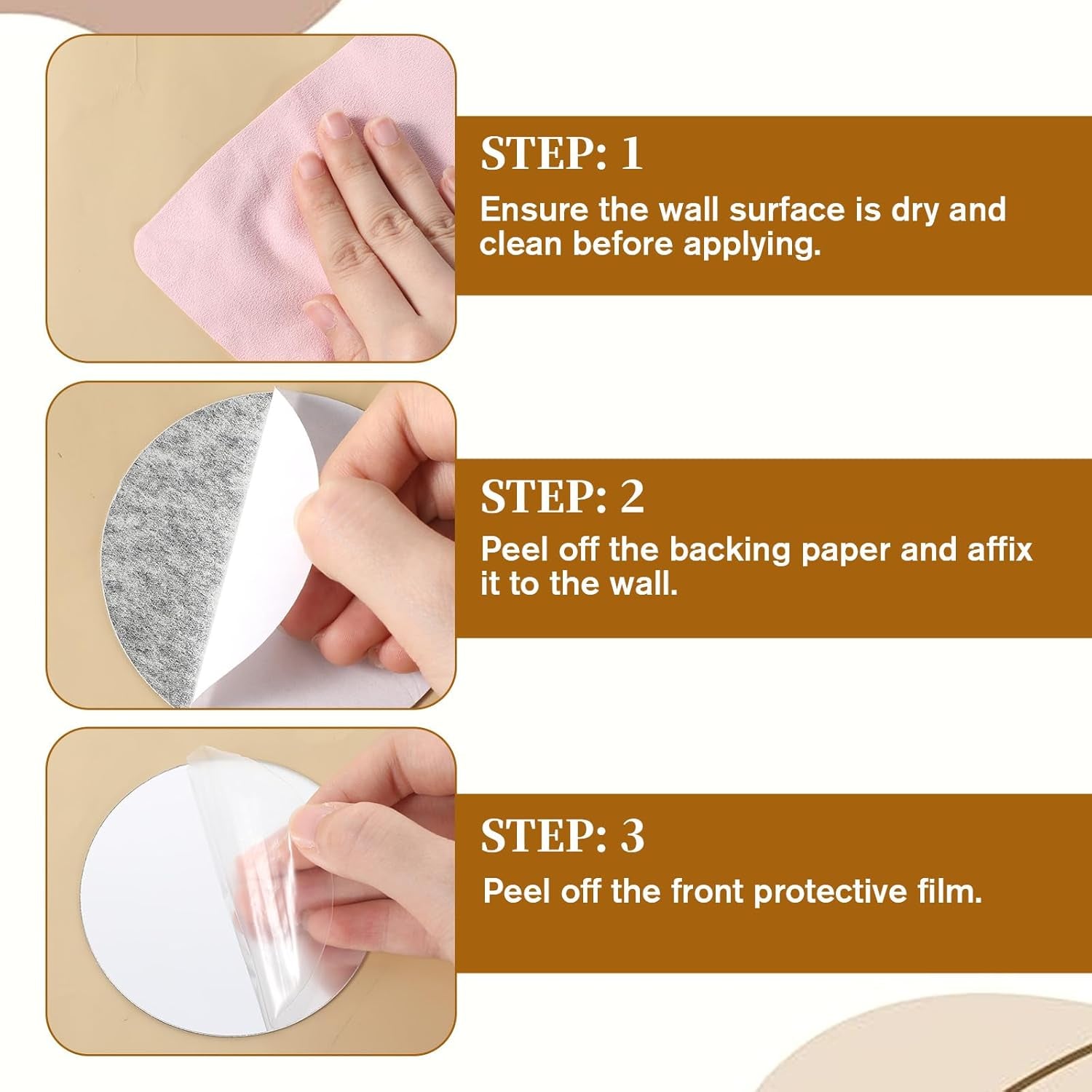 30Pcs Small Mirror round Adhesive Circle Mirrors for Wall Decor 6" 3" 2" 1" Peel and Stick Acrylic Stick on Circular Mirrors Tiles for Wall Mirror Stickers for Bathroom Living Room Bedroom, 4 Sizes