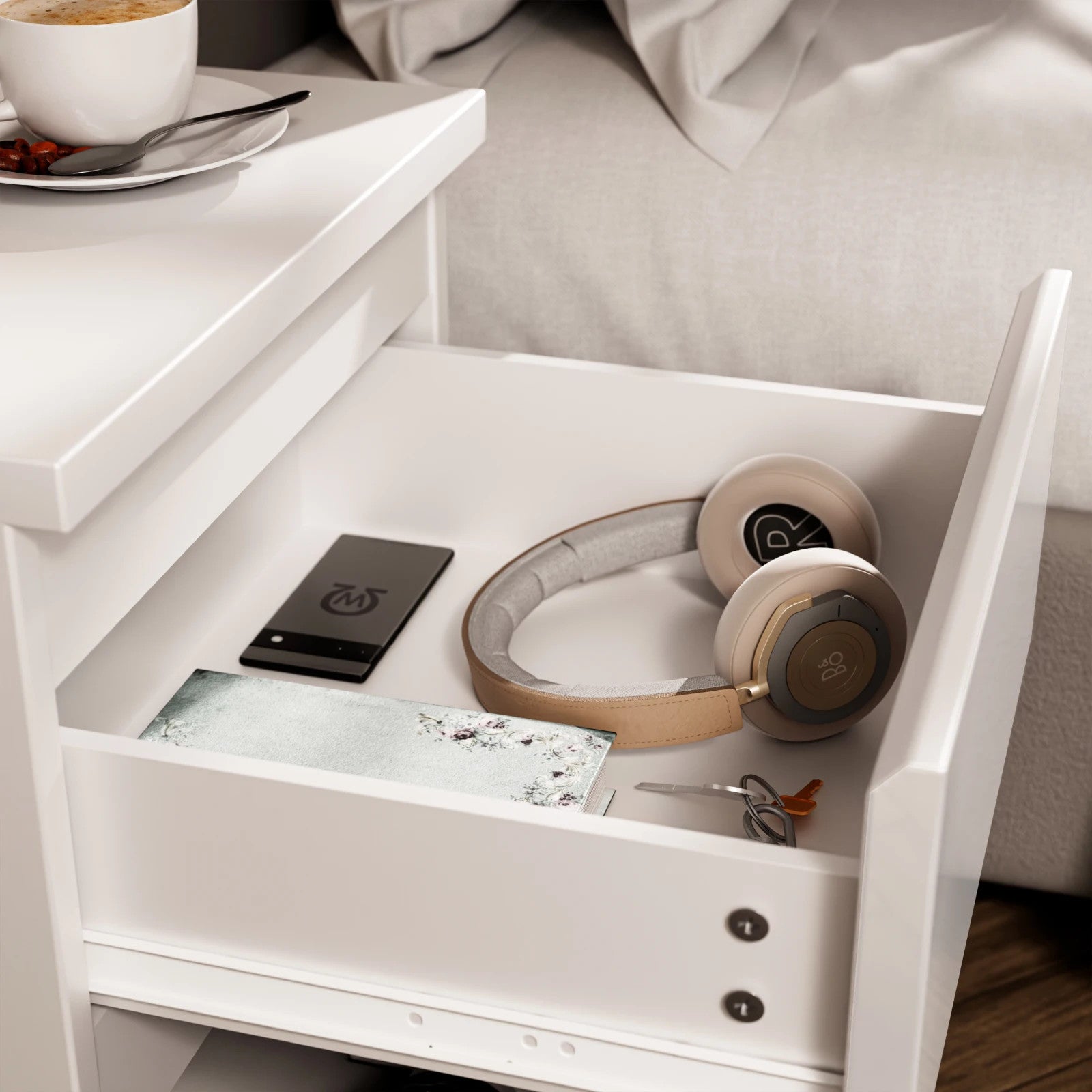 High Gloss Chest of Drawers Bedside Cabinet Tall Wide Storage Bedroom Furniture