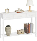 Console Table with 3 Fabric Drawers, Narrow Console Table with Open Shelf, 97 Cm L Slim Entryway Table, Couch Table, for Hallway, Living Room, Bedroom, White ACTWT3301