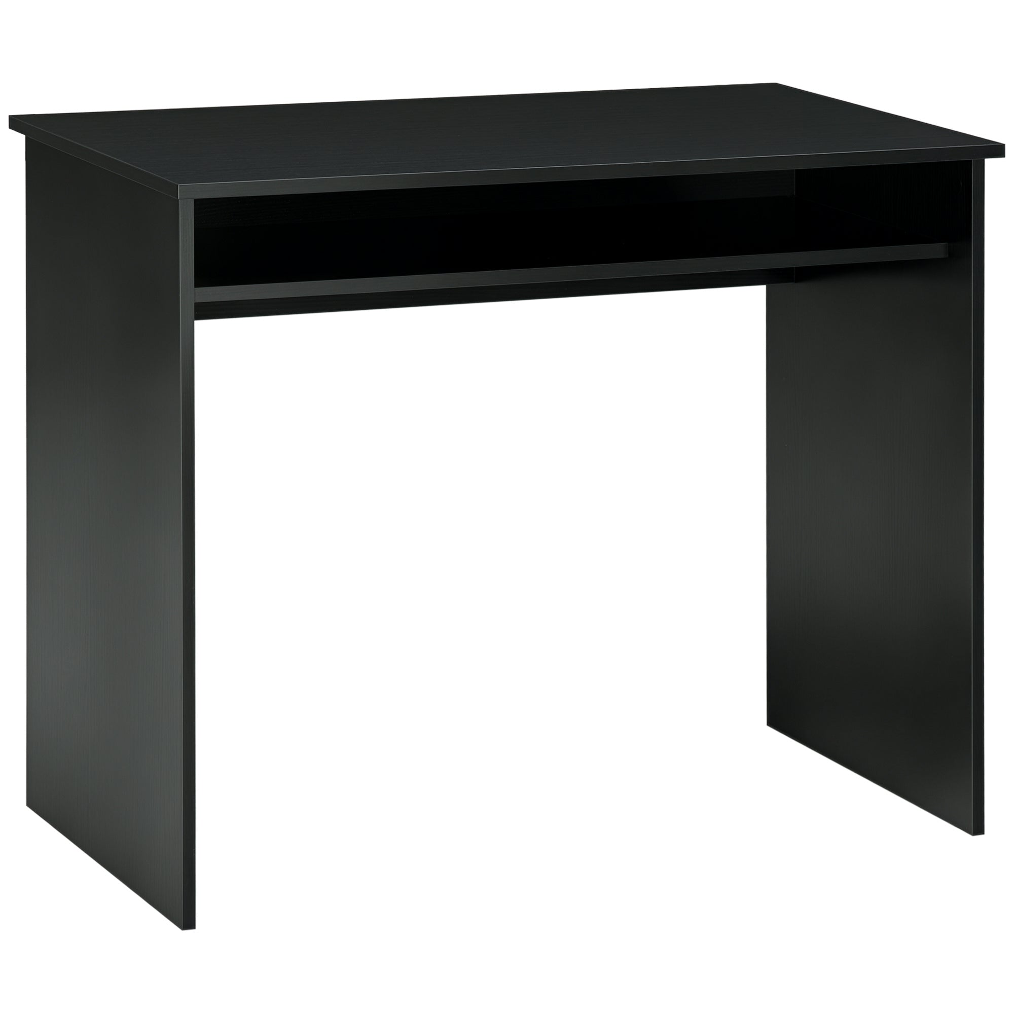 Writing Desk Laptop Table Workstation with Shelf Home Office Black Wood Grain