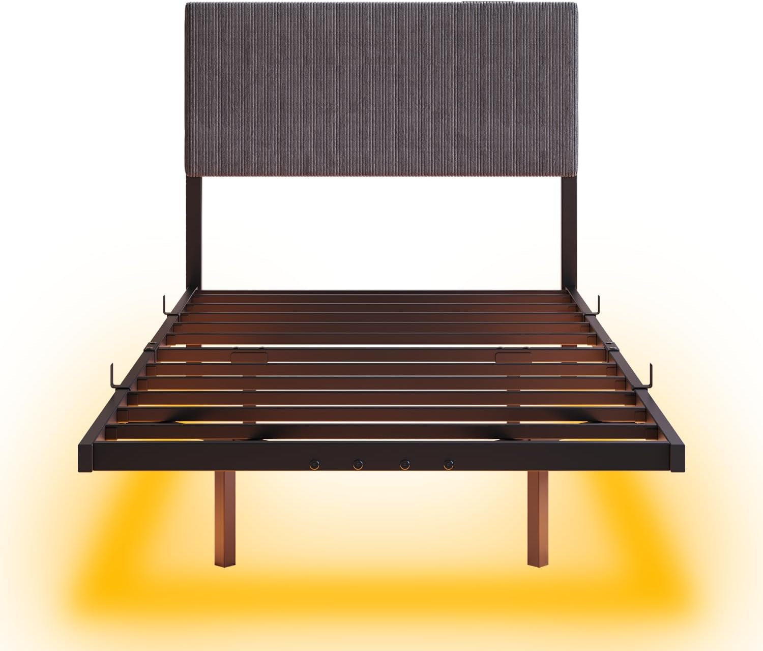 Single Bed Frame with LED Lights,90X190 Bed,Dark Grey | 3Ft Floating Bed Frame with Charging Station,Upholstered Bed Frames Single Size Bed with Storage