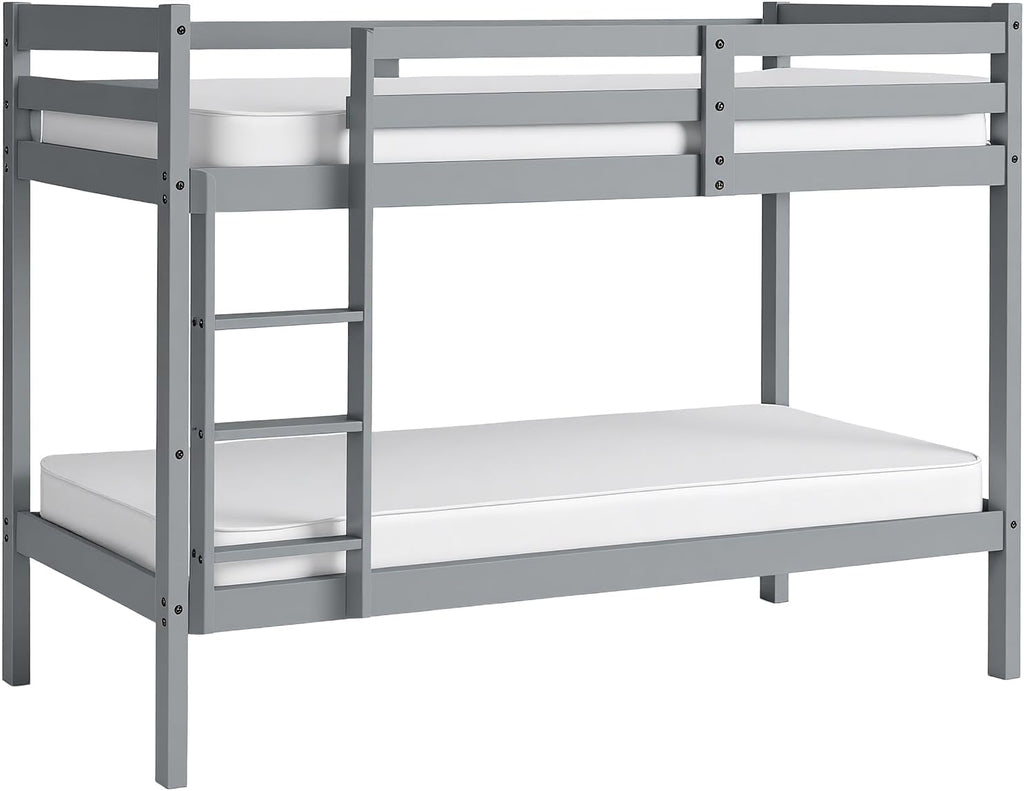 Bunk Bed 3FT Wooden Bunky Sleeper Bed Single Double Bed for Kids, Children (Grey, 3Ft Bunk Bed)