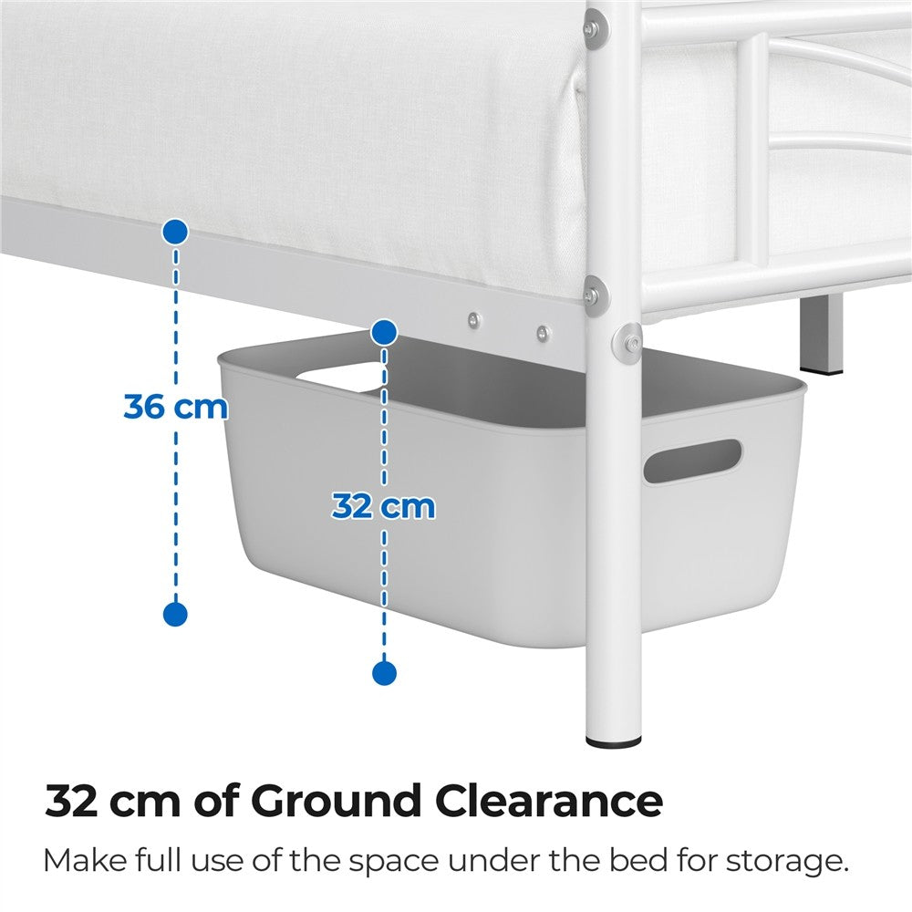 3Ft Single Bed Frame Mattress Foundation Metal Iron Bed with Under-Bed Storage